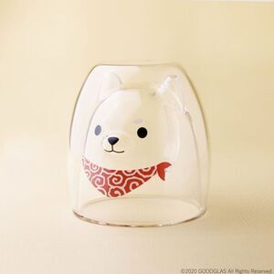 Goodglass Clear 3D Shiba Inu Red Scarf Double-Walled Insulated Glass Coffee Mug
